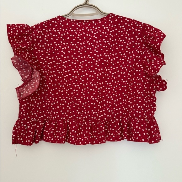 SHEIN Burgundy Heart Pattern Blouse - Picture 5 of 6